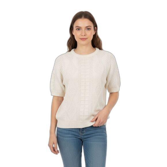 Orvis Women's Cream Cotton Crewneck Sweater Medium - Picture 1 of 7